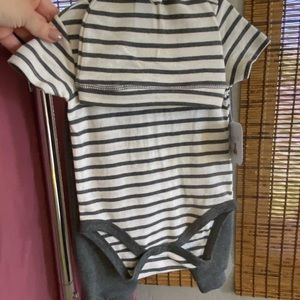 Rene Rofe Grey and Cream striped outfit.